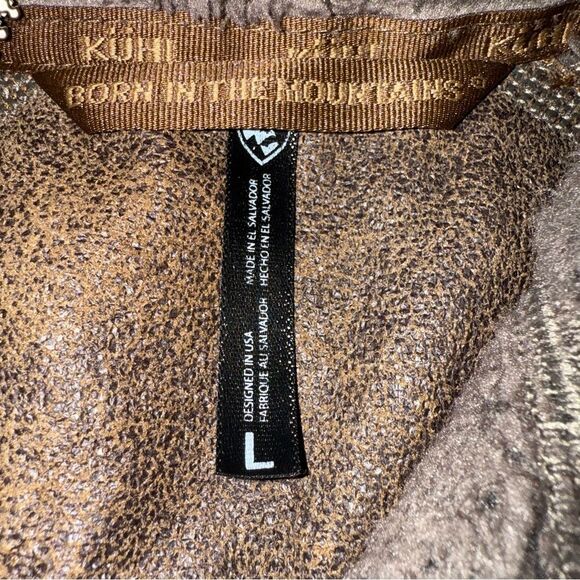 Kuhl Womens Sz L Brown Fuzzy Hooded Flight Vest Packable Hood Sherpa Outdoor - Picture 8 of 12